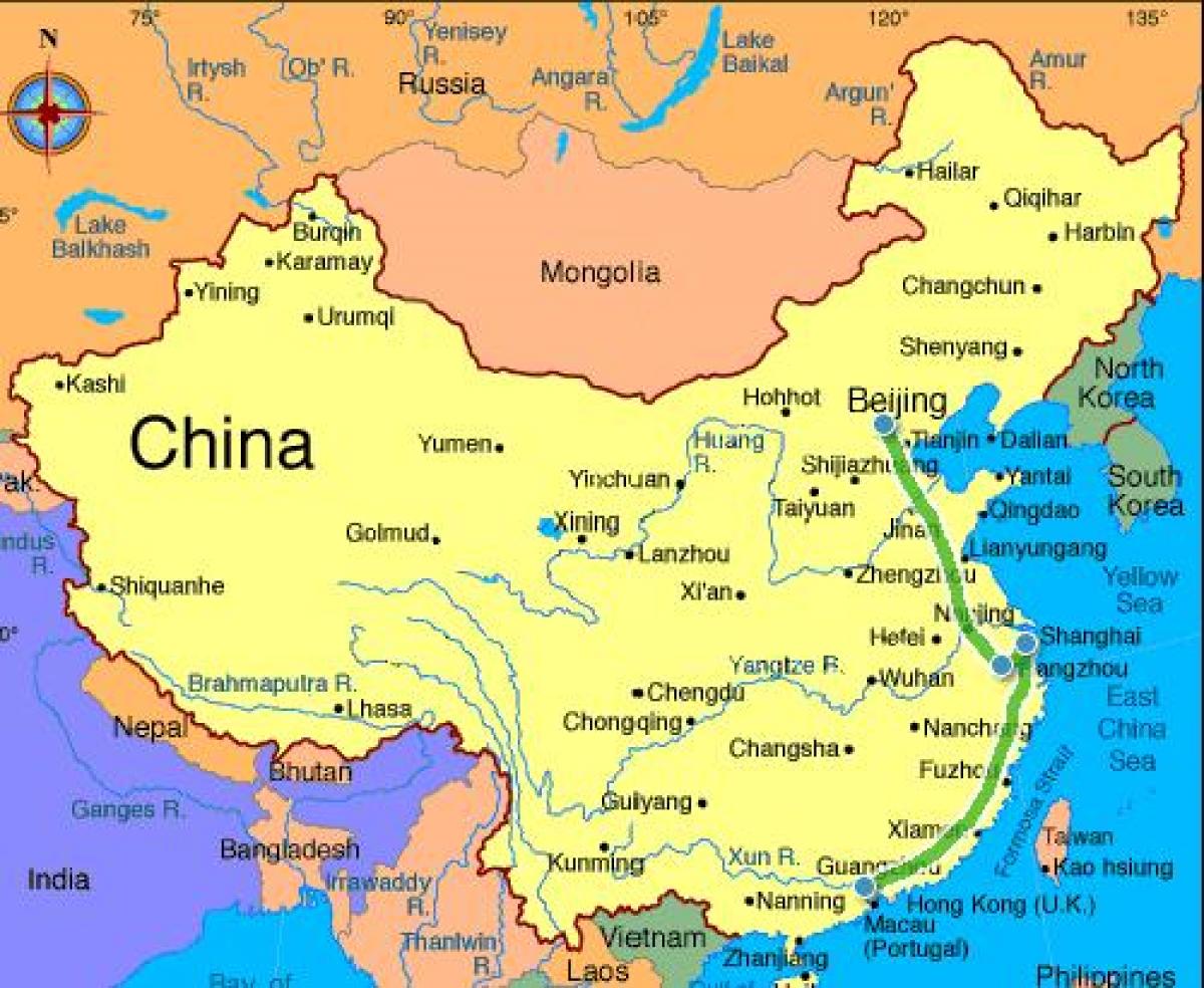 ჩინეთის მატერიკზე რუკა