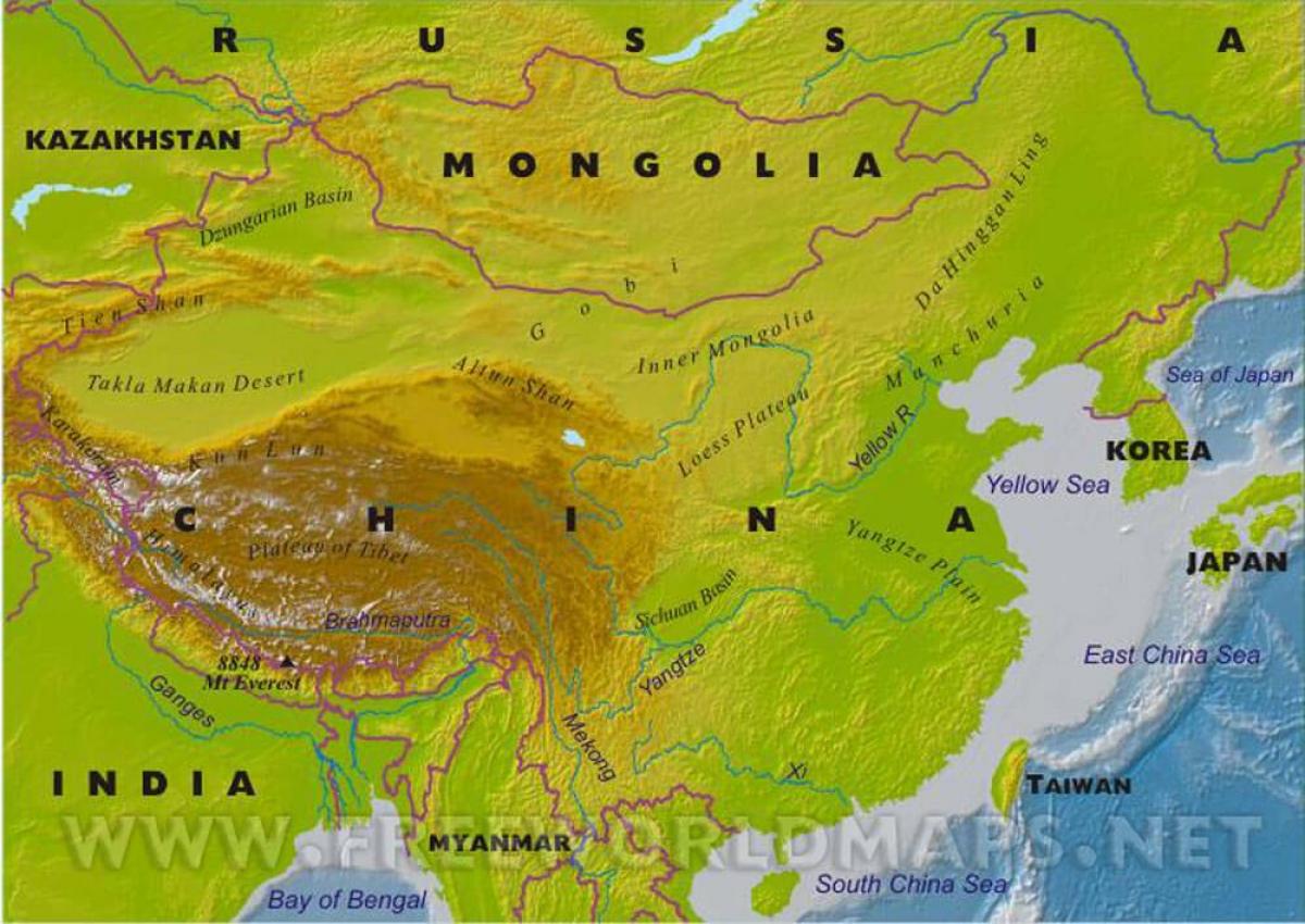 ჩინეთის ფიზიკური რუკა