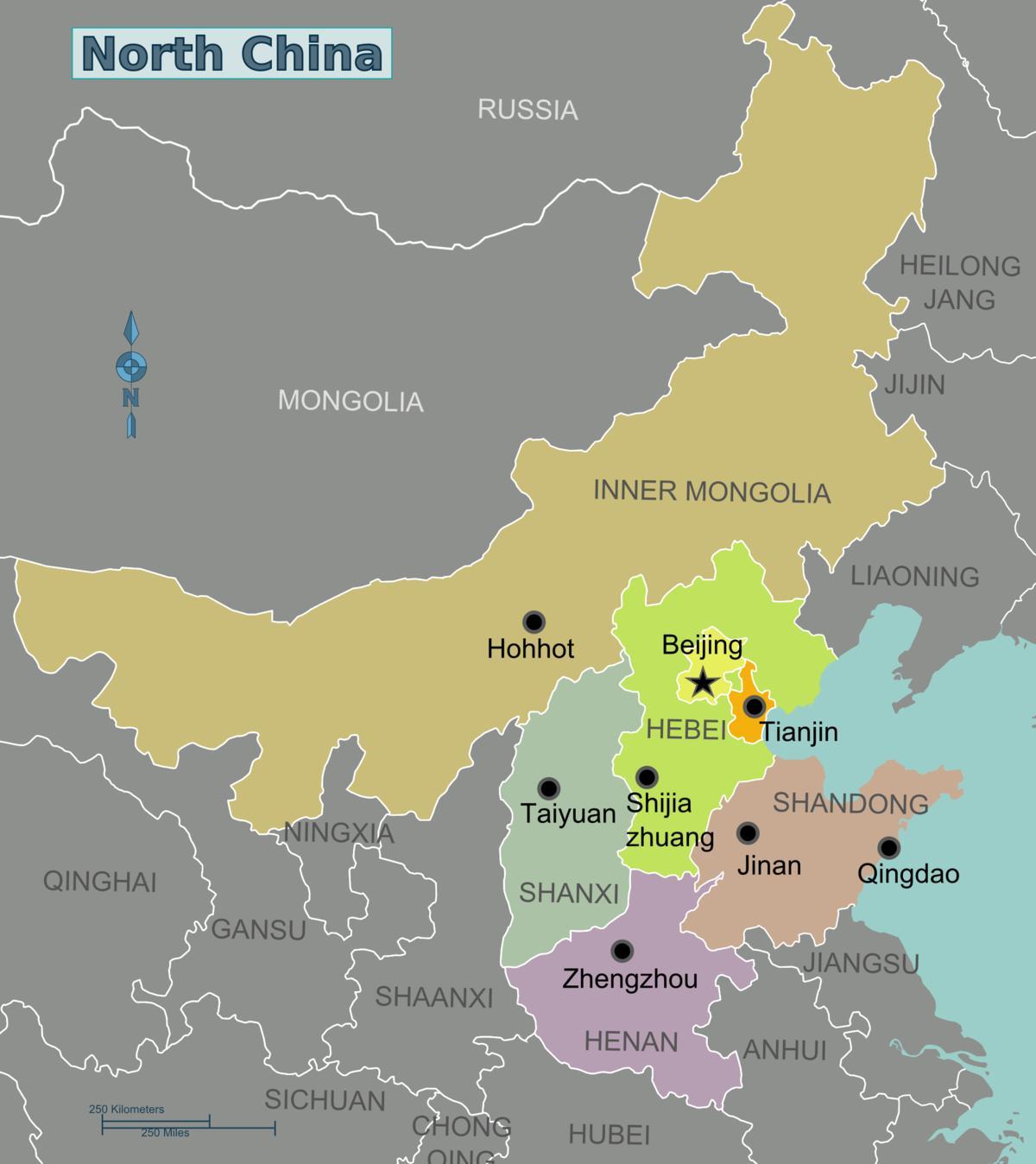 რუკა ჩრდილოეთ ჩინეთში