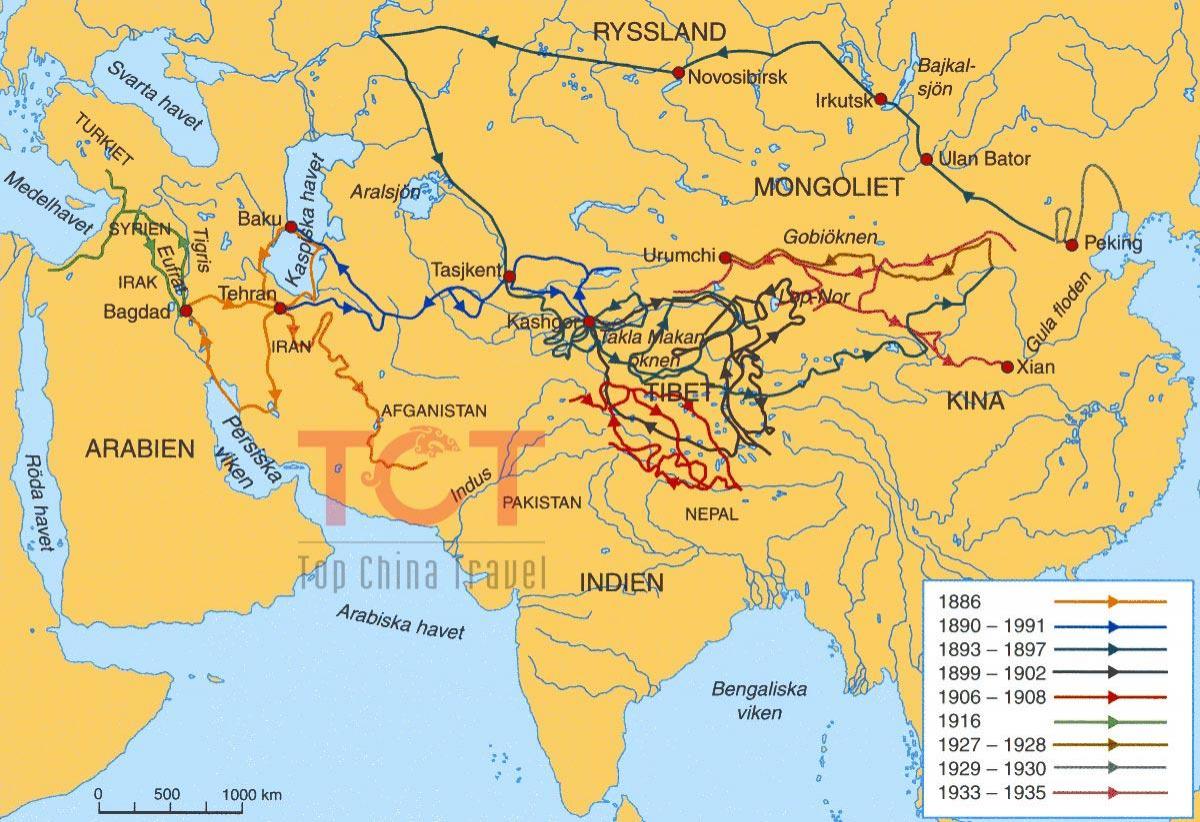 რუკა აბრეშუმის გზის ძველ ჩინეთში